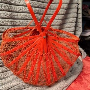 Orange Woven Net Tote Bag - Stylish Beach & Market Carry